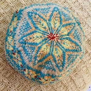 VTG I 60s-70s I Colorful Shetland Wool Fair Isle Scottish Tam Nordic Star